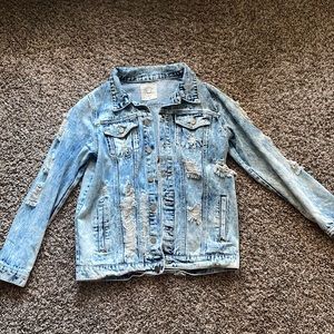 Fantastic Fawn ripped jean jacket, size medium